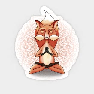 Zen Fox Meditating in Mandala Sticker